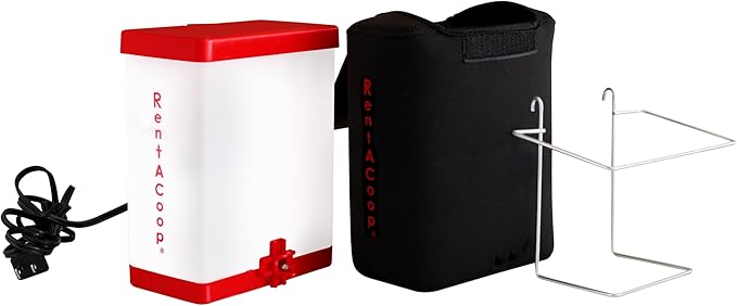 RentACoop 64oz(2L) BPA-Free Heated Poultry Drinker with Plastic Horizontal Nipple and 6ft Power Cord for Chickens, Pigeon, Quail, and Other Large Animals
