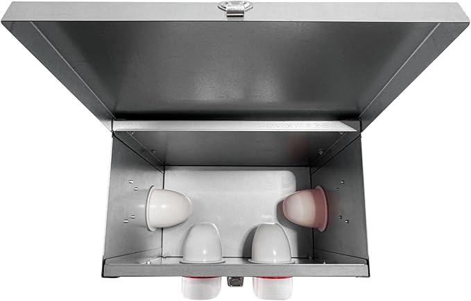 Automatic Chicken Feeder 25LB Large Capacity Poultry Feeders with 4 No Waste Feeding Ports Galvanized Metal Feeder Box with Locking Lid and Handles for Outdoor