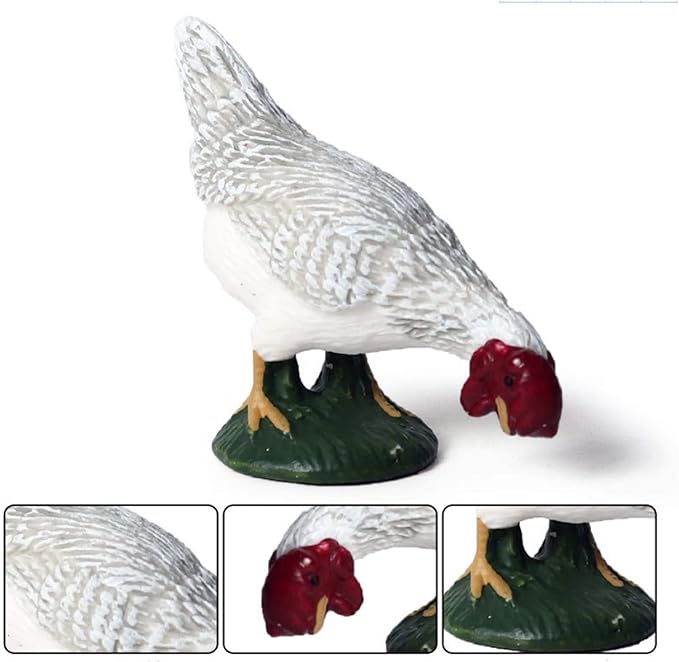 Farm Animals Figures, 5 Piece Simulated Farm Chicken Animal Statue Realistic Chicken Farm Animals Figures Cake Topper, Chicken Model Easter Egg Christmas Birthday Gift