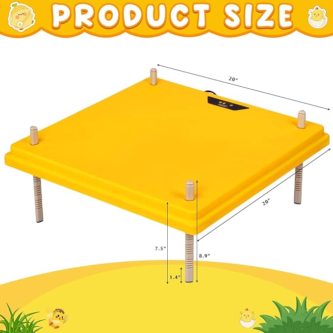 VIHOSE 20 x 20 Extra Large Brooder Heater for Chicks Brooder Heating Plate Pet and Poultry Warmer Warms up to 55 Chicks Adjustable Height and Livable Temperature 140 Fahrenheit