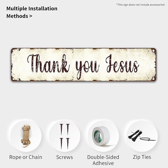 Jesus Tin Sign Wall Art - 4x16 Inch Rust-Resistant Religious Decor, Inspirational Catholic Christian Gifts for Home/Church/Office - Indoor/Outdoor Spiritual Art