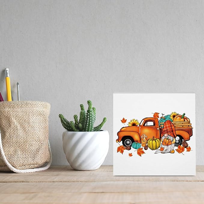 Fall Decorations for Home Farmhouse Office Bedroom Living Room, Pumpkins Truck Decor, Fall Sign, Autumn Decor Wood 2401