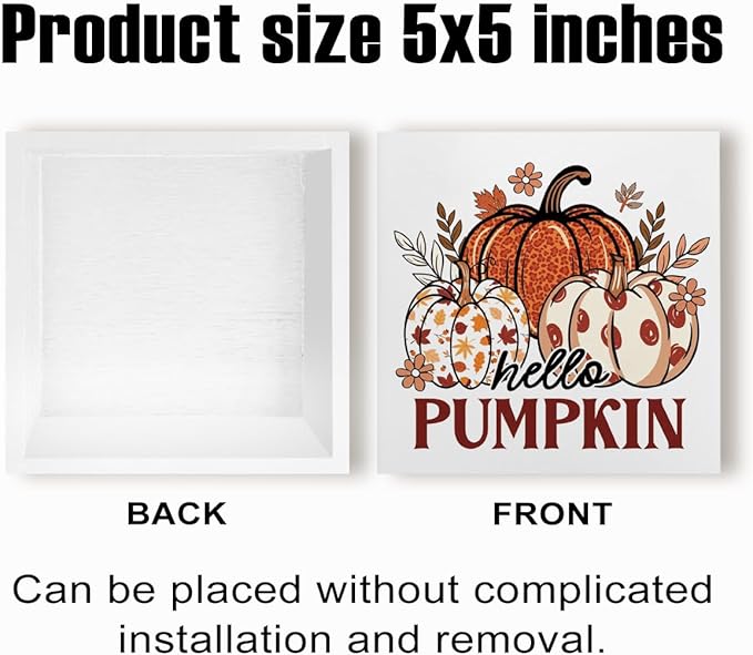 Fall Decorations for Home Farmhouse Office Bedroom Living Room, Pumpkins Decor, Hello Pumpkin Sign, Autumn Decor Wood 2401