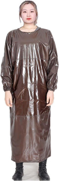 Double Thickened Industrial Apron Cowboy Aprons Water Proof and Oil-Proof Reversible Smock Lace-up Design Wide Elasticated Cuffs