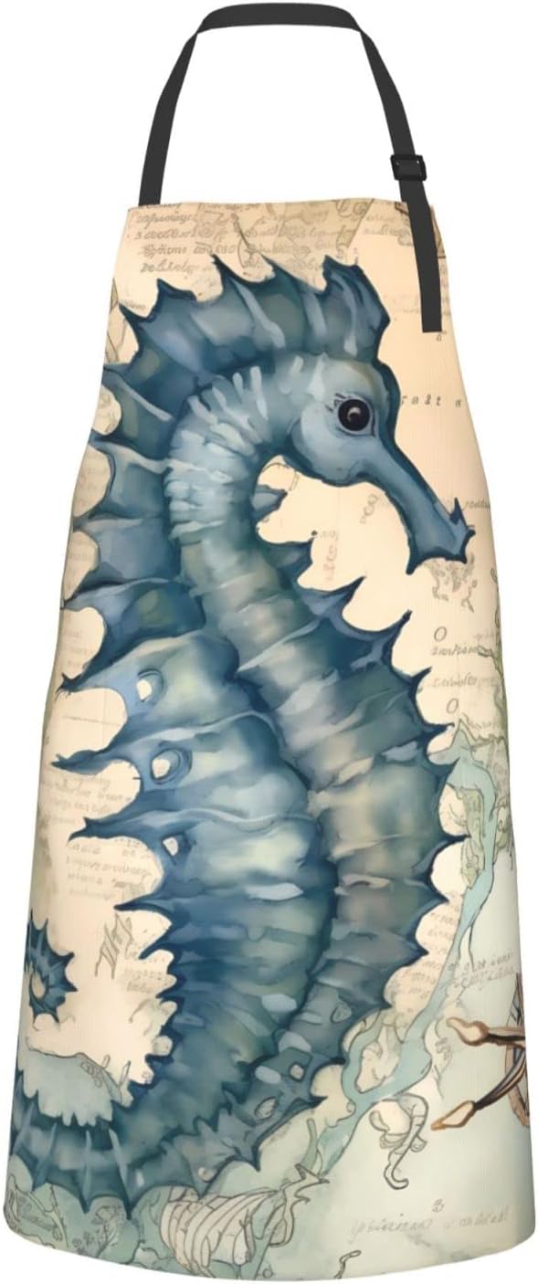 Shark Jumping Home Aprons 2 Pockets 33"×28" for Men Women, Ocean Sea Waterproof Kitchen Cooking Bib