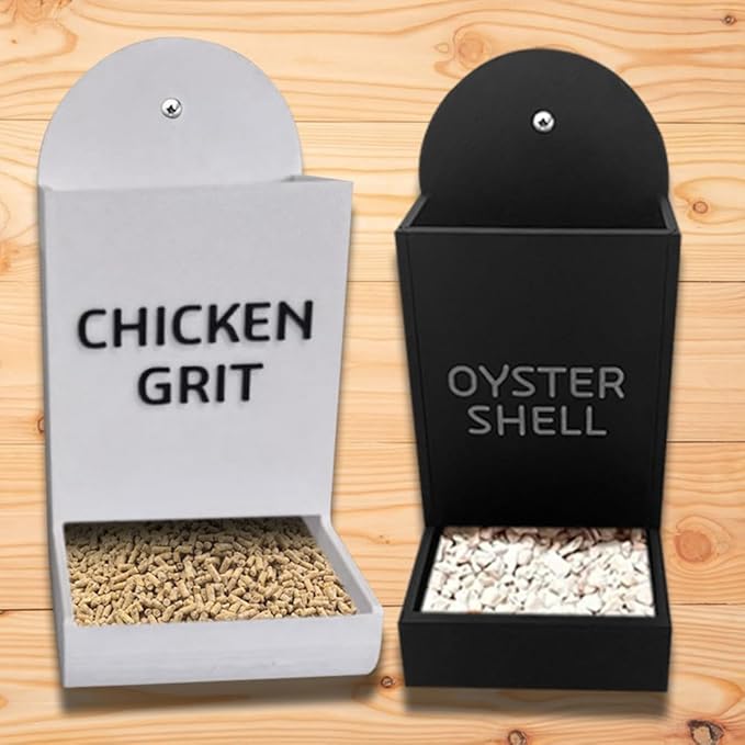 Chicken Oyster Shell and Grit Feeder, Hanging Chicken Feeder Trough, Oyster Shell Feeders for Chickens, Chicken Coop Accessories, Gravity Poultry Feeder, Automatic Chicken Feeders (Set B)