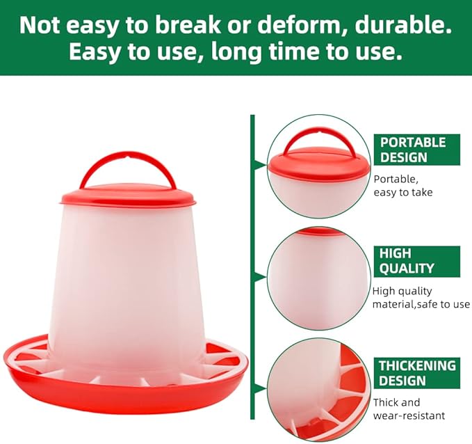 Chicken Feeder Waterer Kit Hanging 3.17 Quart Poultry Water Fountain & 6.6lb Feeder for Chick Duckling & Gosling