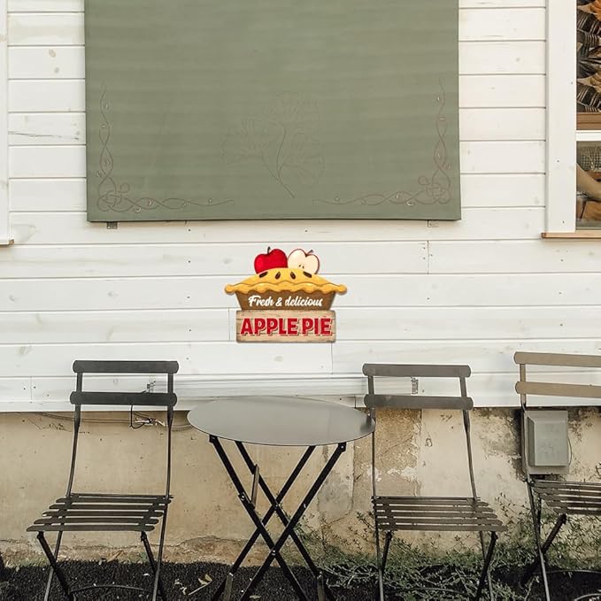 GLOBLELAND "Fresh and Delicious Apple Pie" Vintage Metal Tin Sign 10.6x8.3inch Apple Pie Retro Plaque Poster Metal Wall Decorative Tin Signs for Home Kitchen Restaurant Coffee Shop Club Bar Decoration