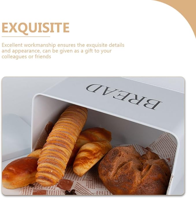 Metal Bread Box and Grain Storage Container with Handle Square Kitchen Countertop Storage Bin for Bread and Food Multifunctional for Home Use