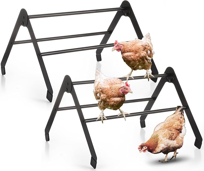 Moxweyeni 2 Pack Adjustable Chicken Perch for Coop Heavy Duty Metal Chick Roosting Bar for Brooder Training Perches for Mini Chicks Easy to Assemble and Clean