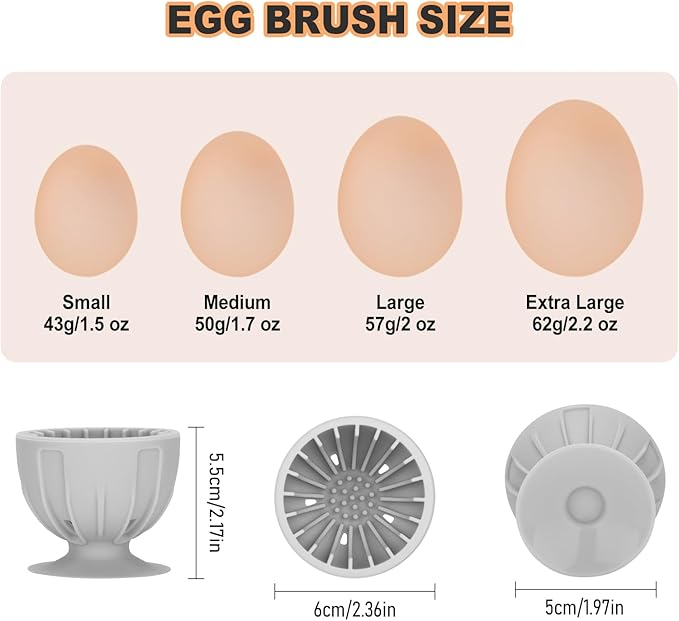 Fresh Egg Brush, Egg Cleaning Brush Silicone, Egg Washer for Fresh Eggs,Cleaning Tools for Egg Washer (Grey), 2.32