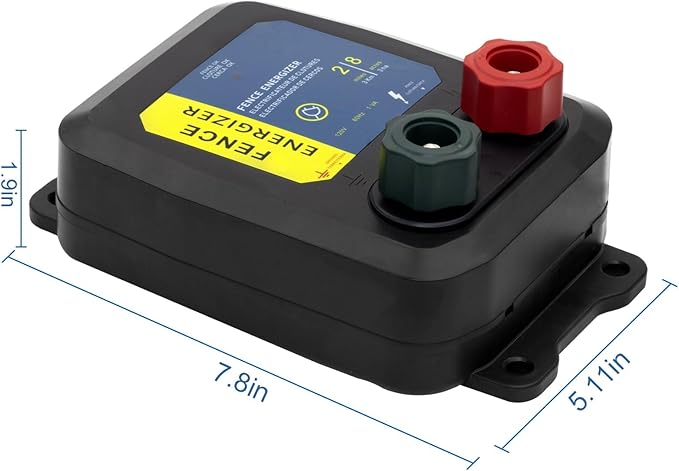 Electric Fence Charger PE2 – 0.10 Joule, 2-Mile/ 8 Acres Plug in Electric Fence Charger, for Dogs, Livestock, Squirrels, Chicken Coops,