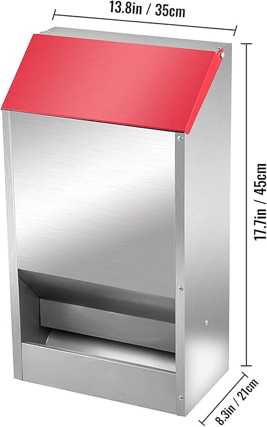 11.5-55lbs Galvanized Chicken Feeder - Rat Proof Poultry Feeder with Lid Weatherproof Outdoor Coop Food Dispenser (30lbs 13.8x8.3x17.7in)