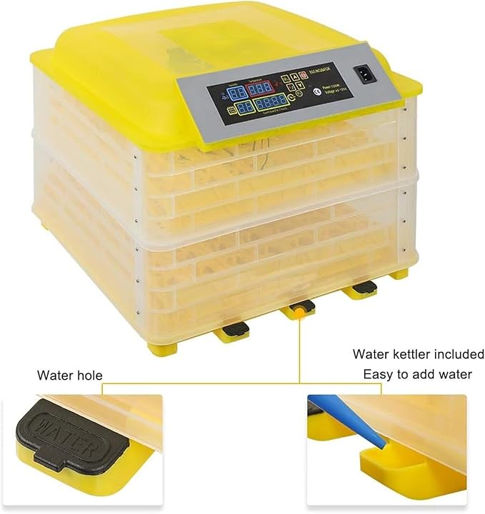 Egg Incubator, 112 Grids Digital Large Capacity Intelligent Incubator, with Fully Automatic Egg Turning and Humidity Control, Clear Hatching for Chicken Duck Eggs(112 Eggs)
