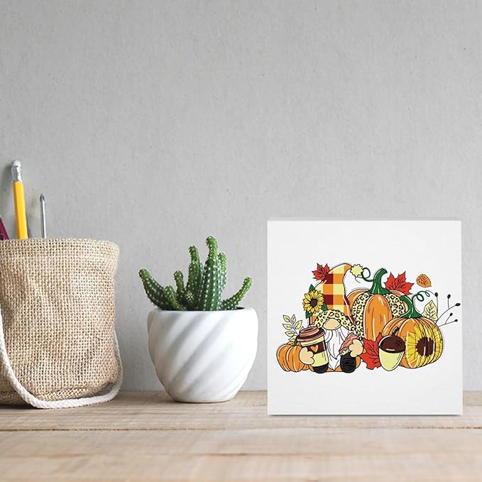 Fall Decorations for Home Farmhouse Office Bedroom Living Room, Pumpkins Gnome Decor, Fall Sign, Autumn Decor Wood 2401