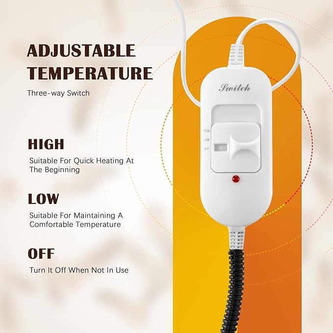 Heating Pad for Chicken Coop Rabbit Heater 110v Power 20w Electric Heated Mat Heated Bed Adjustable Pad Outdoor for Small Pet Cat Dog Guinea Pig Blankets Warming Bed Mats with Chew Resistant Cord