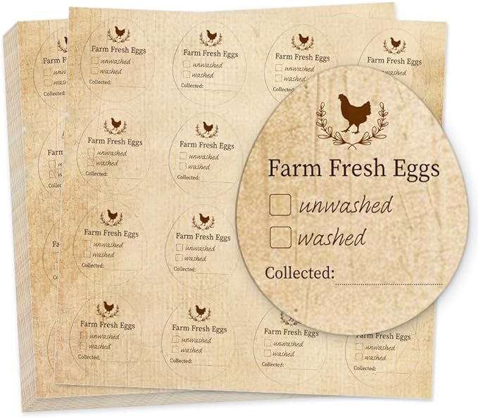 320 Pcs Egg Carton Labels, Washed or Unwashed Egg Sticker Collected Date Writable Irregular PET Adhesive Egg Packaging Sticker for Box Container Carton Farm Supplies, 2x1.7 Inch