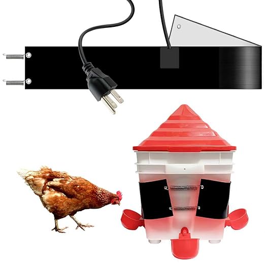 Chicken Water Heater Thermo Bucket Belt Heated Strap for 2-5 Gallon Barrel, 40W Silicone Rubber Heating Band for Chicken Waterers with 6.5 ft Power Cord