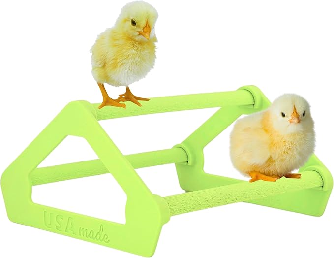 Roosting Perch for Baby Chickens, Chick Brooder Coop Training Toy Accessory, Easy Click Together Assembly, Durable Plastic, Mix and Match Colors, USA Made (Yellow-Green, 1 Pack)