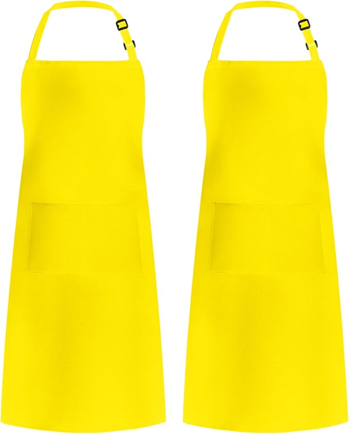 Syntus Adjustable Bib Apron with 2 Pockets Cooking Kitchen Aprons for Women Men Chef