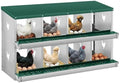 Egg Protection & Easy Clean - Metal Chicken Nesting Box for Small Animals - 8 Compartments, Wall Mount, No Legs, Ideal for Chicken Coop - Green, 8 Compartments, No Legs
