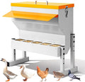Automatic Chicken Feeder 20LB no Waste Metal Duck Feeder with 5 Chicken Feeders Trough Port Wall Mount Large Hanging Poultry Feeder Dispenser with Lid Legs for Outside Chickens Coop Quail Galvanized