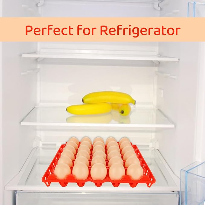 12 Pack Plastic Egg Tray, Red Bulk Egg Cartons 30-Egg Flats, Stackable Egg Racks Egg organizer Crates, Plastic egg crate Farm Products for Storing, Sorting, Shipping Eggs