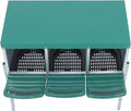Green Chicken Nesting Boxes with Metal Legs 3 Holes Nesting Boxes for Chickens Roll Out Tray