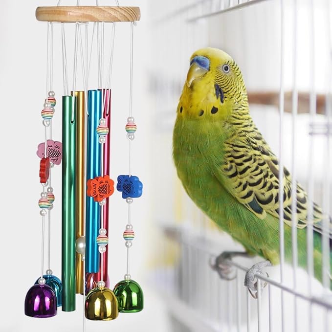 Chicken Toys for Coop with Colorful Bells, Colorful Bird Wind Chime Enrichment Toys, Hanging Chick Peck Toy Hens Brooder Accessories for Hens Chicks Poultry Parrot Parakeet Budgerigar Lovebird