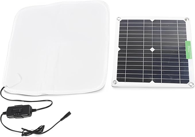 Solar Panel Pet Heating Pad 12V 50W - Portable Soft Heated Blanket for Dogs Cats Outdoor Car Travel, Chicken Coop Safe, Puppy Kitten Warmer with Battery Box