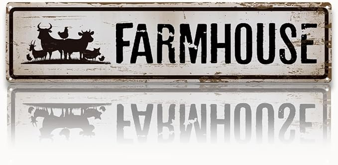 Farmhouse Metal Signs, Rusty Metal Tin Signs 15.8x4 inches, Decorative Wall Plaque, Animal Farm Decor, Ranch Decor, Aluminum Sign for Garden Yard Outdoor, Farm Owner Gift