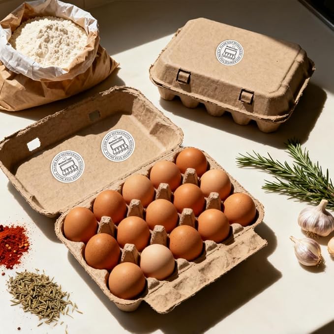 320 Pcs Farm Fresh Eggs Carton Labels, 2 Inch Round Washed Eggs Labels Self-Adhesive Egg Packaging Stickers for Chicken Egg Box Container Farm Supplies
