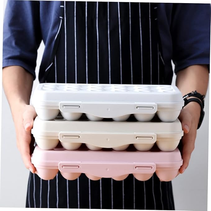 Egg Storage Container 2 Pack 12 Grids Egg Trays Fridge Pp Material Stacking Design (grey)