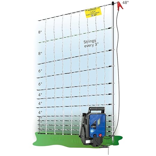 Premier 1 Portable PoultryNet® Electric Fence | Quick & Simple to Move | White/Black Fence for Chickens, Ducks, Geese – 48"H x 164'L | Best in Class 2" x 3" Spacings