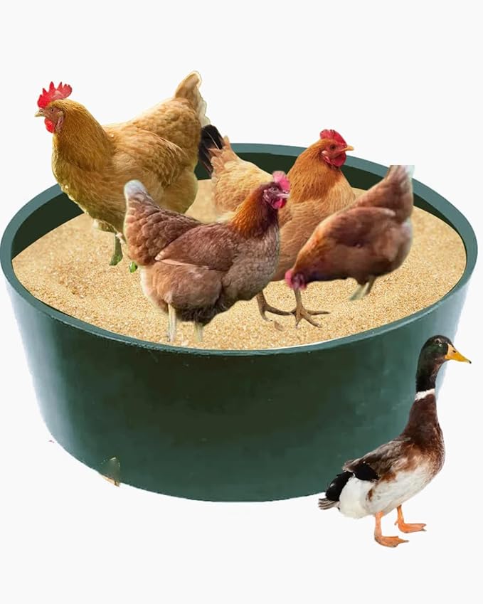 Chicken dust Bath tub,25'' D * 5.9'' H Essential Chicken coop Accessory Environmentally Friendly Thick Plastic