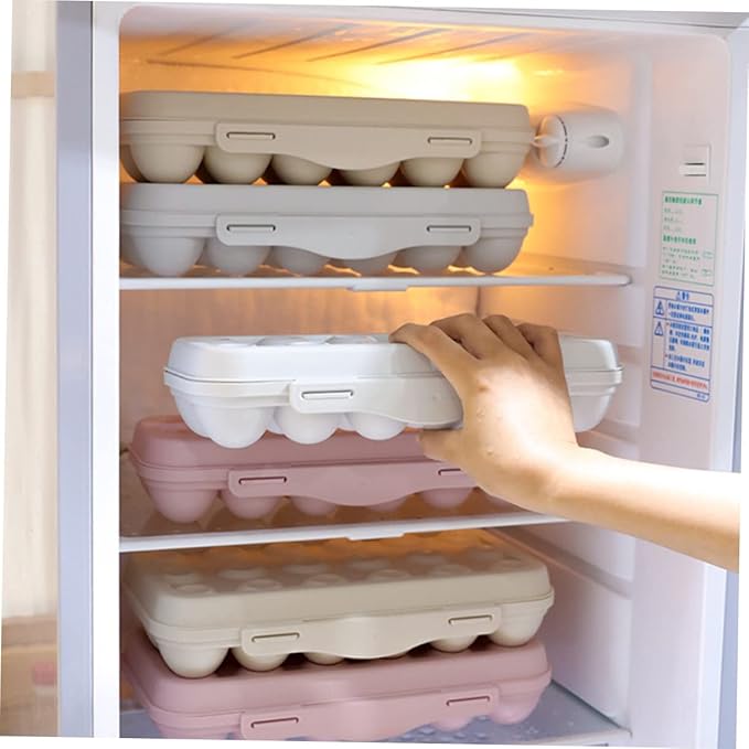 Egg Storage Container 2 Pack 12 Grids Egg Trays Fridge Pp Material Stacking Design (grey)