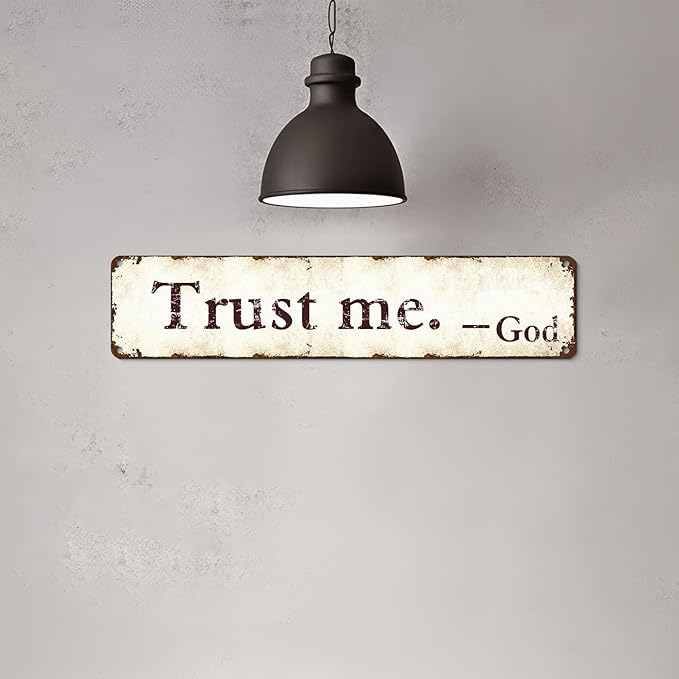 Trust Me God Metal Sign - 4x16 Inch Rust-Resistant Christian Wall Decor, Inspirational Bedroom/Office/Church Art for Women and Teens - Indoor/Outdoor Religious Plaque