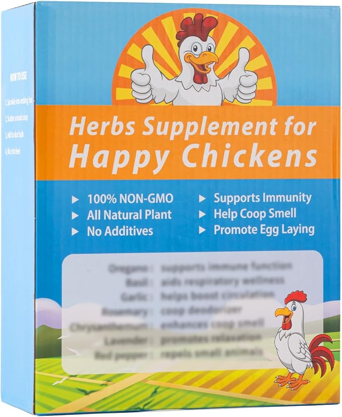 Chicken Nesting Herbs and Flowers Chili Mix Supplement Coop Boxes Pads Roost Poultry House Feed Grit Lime Bedding Refresher Treats Snacks for Daily Wellness Feather Quality Egg Production (17.6 OZ)