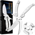 Jasni Heavy Duty Kitchen Shears, Spring Loaded Poultry Shears Stainless Steel Chef Scissors for Bone, Chicken, Poultry, Fish, Food, Meat,Spring-loaded Full Steel Handle