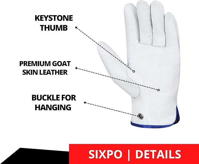 Leather Work Gloves Pack of 12 Pairs Warehouse Gardening Construction Gloves for Men Women Goat Skin Working Gloves