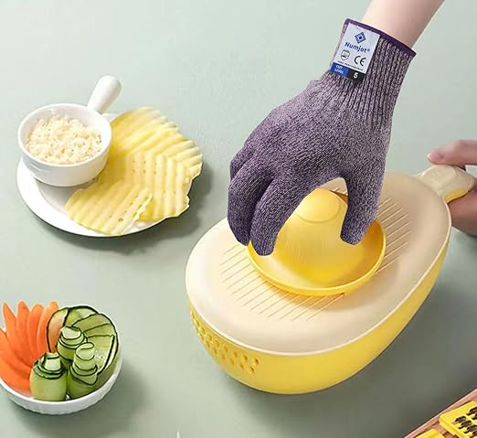 Cutting Gloves, Food Grade Level 5 Protection, Safety Kitchen Cut Gloves for Oyster Shucking, Fish Fillet Processing, Mandolin Slicing, Meat Cutting and Wood Carving. (Violet-Medium 2 Pairs)