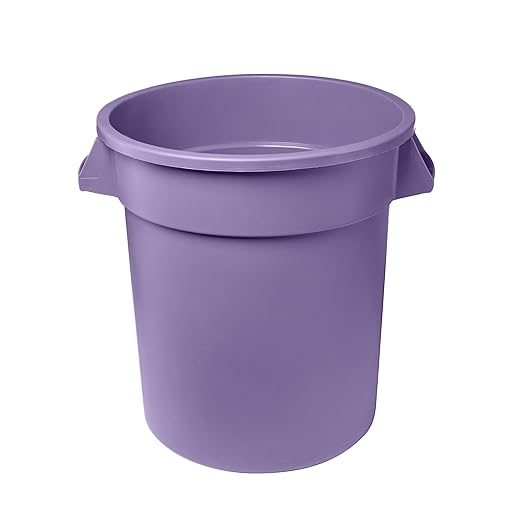 Feed and Seed Storage Container, 20 Gallon Purple Round Commercial Trash Can/Ingredient Bin, Food Storage Plastic Bin, Use in Agricultural, Gardening, or Household