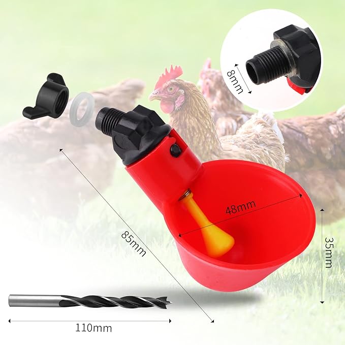 12Pack Chicken Waterer Cups,Poultry Water Cups,Automatic Poultry Waterer for DIY Poultry Quail Duck Chicken Bird Drinker