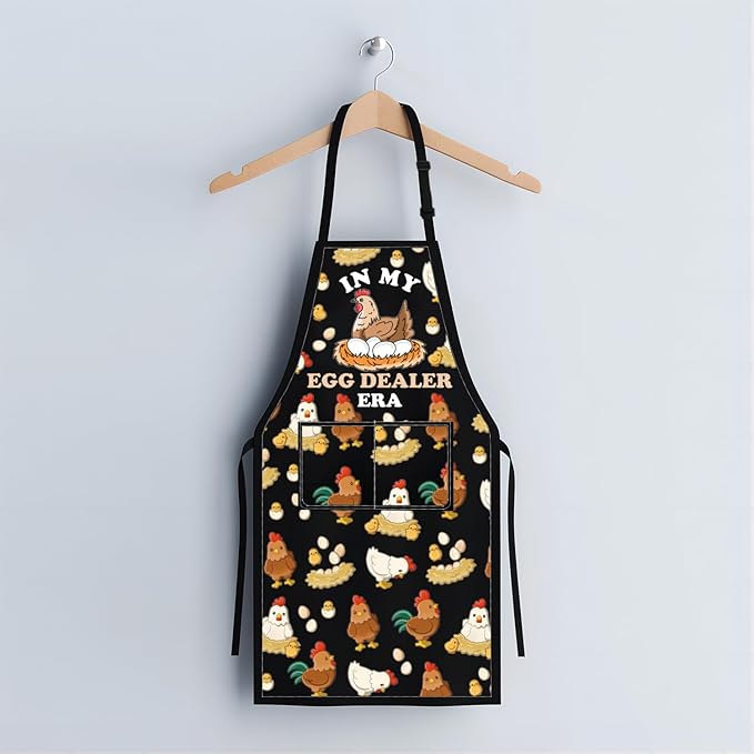 BDPWSS Chicken Apron In My Egg Dealer Era Egg Lover Gifts Cute Egg Gifts Cooking Kitchen Chef Baking BBQ Apron With Pockets