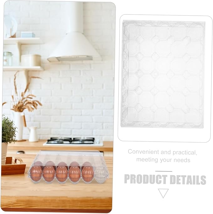 6pcs Clear Plastic Egg Cartons Capacity Bulk Storage Organizer Box with Lid Stackable Reusable Egg Holder for Refrigerator Farm Market Business Use