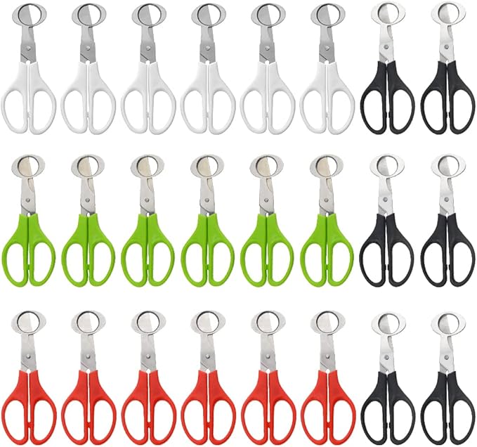 24Pack Stainless Steel Quail and Pigeon Egg Cutter Scissors Tool for Home Kitchen (Four Colors)