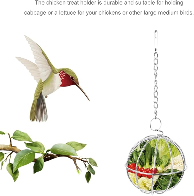 GALPADA 1set Feeding Rack Chicken Feeder Holder Chicken Treat Feeder Hanging Bird Food Poultry Feeding Holder Stainless Steel 2pcs