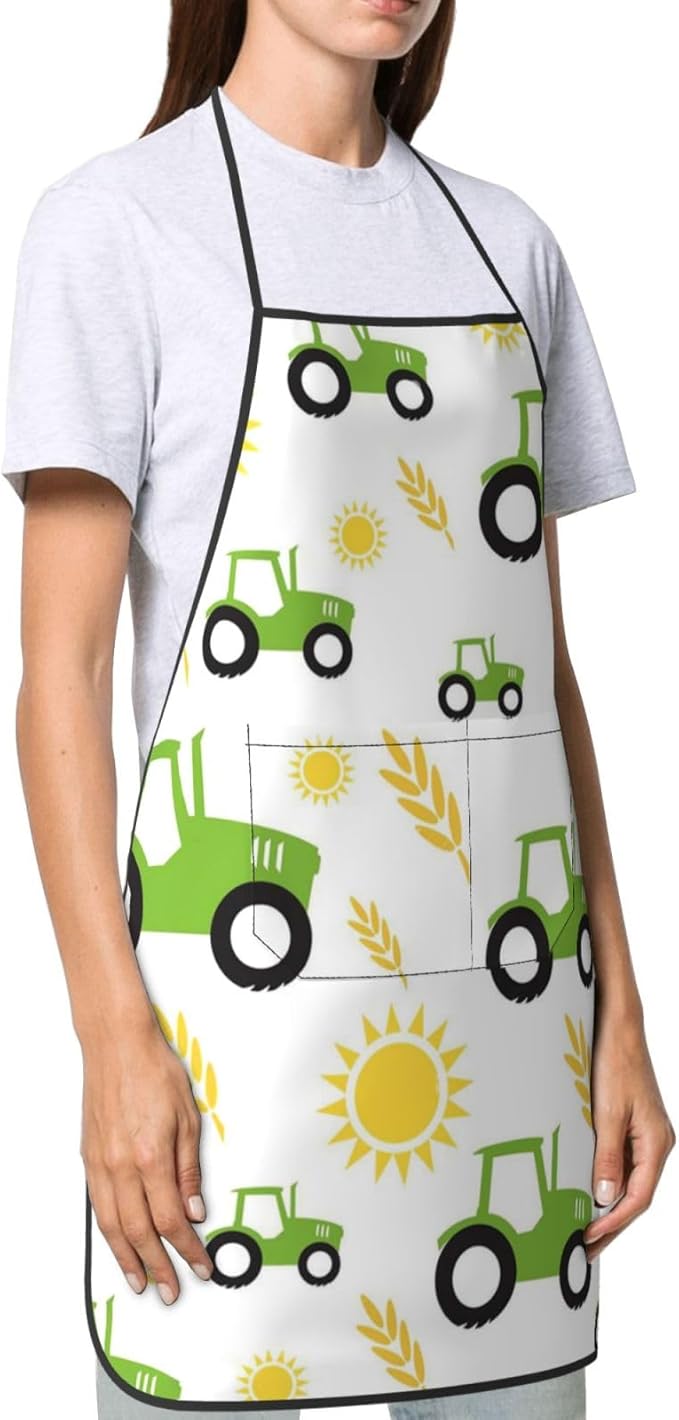 Apron for Women Men, Adjustable with Pocket Washable Cooking Apron, Chef Grilling BBQ Baking Crafting, Tractor Farming