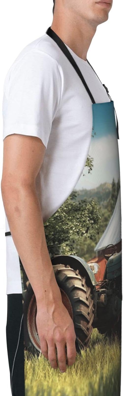 Waterproof Aprons for Women Men Adjustable Bib Company Farm Tractor Apron Chef Cooking Aprons for Kitchen