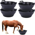 4 Pack 3.1 Gallon Rubber Feed Pan with Handle,Multi-Purpose Flexible Rubber Bucket Pan,Animal Feeding Trough & Dust Bath Container for Horses,Goats,Chickens,Pig,Farm,Garden,DIY